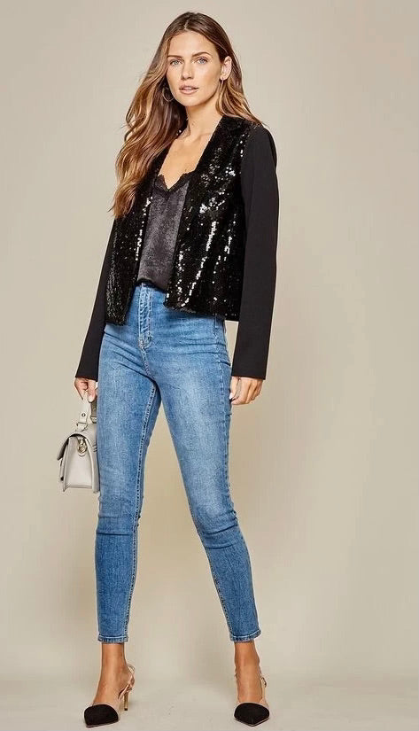 Sequin sleeve outlet jacket