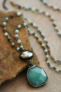 Amazonite Rosary Beaded Chain Necklace