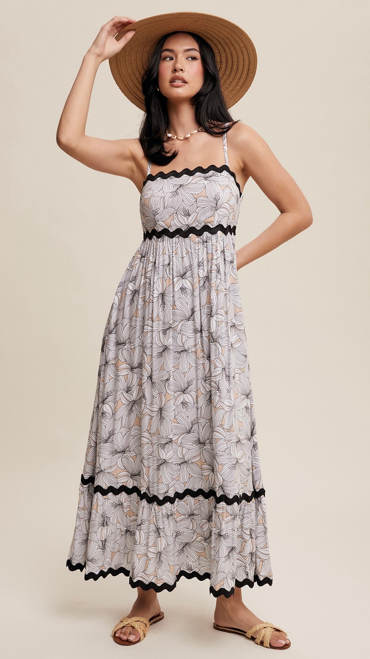 Aloha Wave Trimmed Maxi Dress