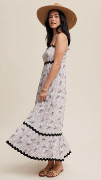 Aloha Wave Trimmed Maxi Dress