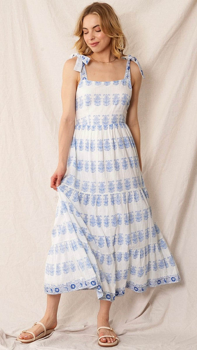 Willow Pattern Tie Dress