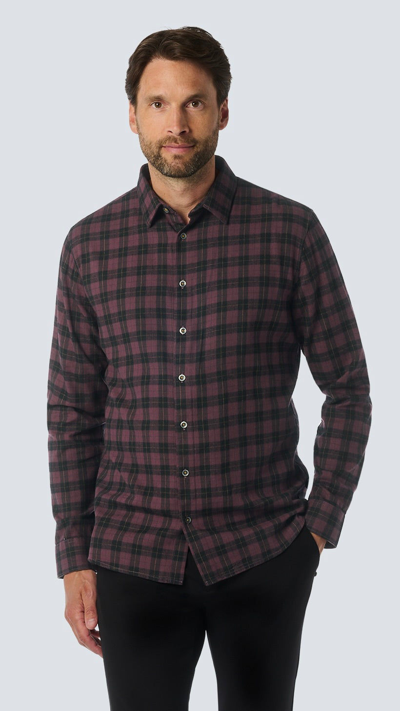 No Excess Check Shirt Aubergine