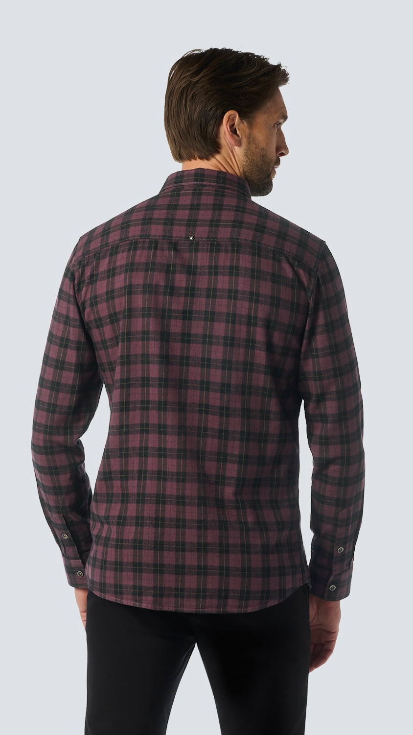 No Excess Check Shirt Aubergine