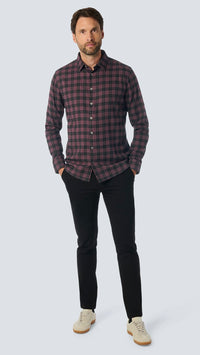 No Excess Check Shirt Aubergine