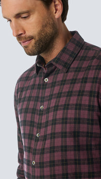 No Excess Check Shirt Aubergine