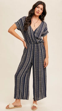 Jordyn Jumpsuit Tribal Stripe Navy