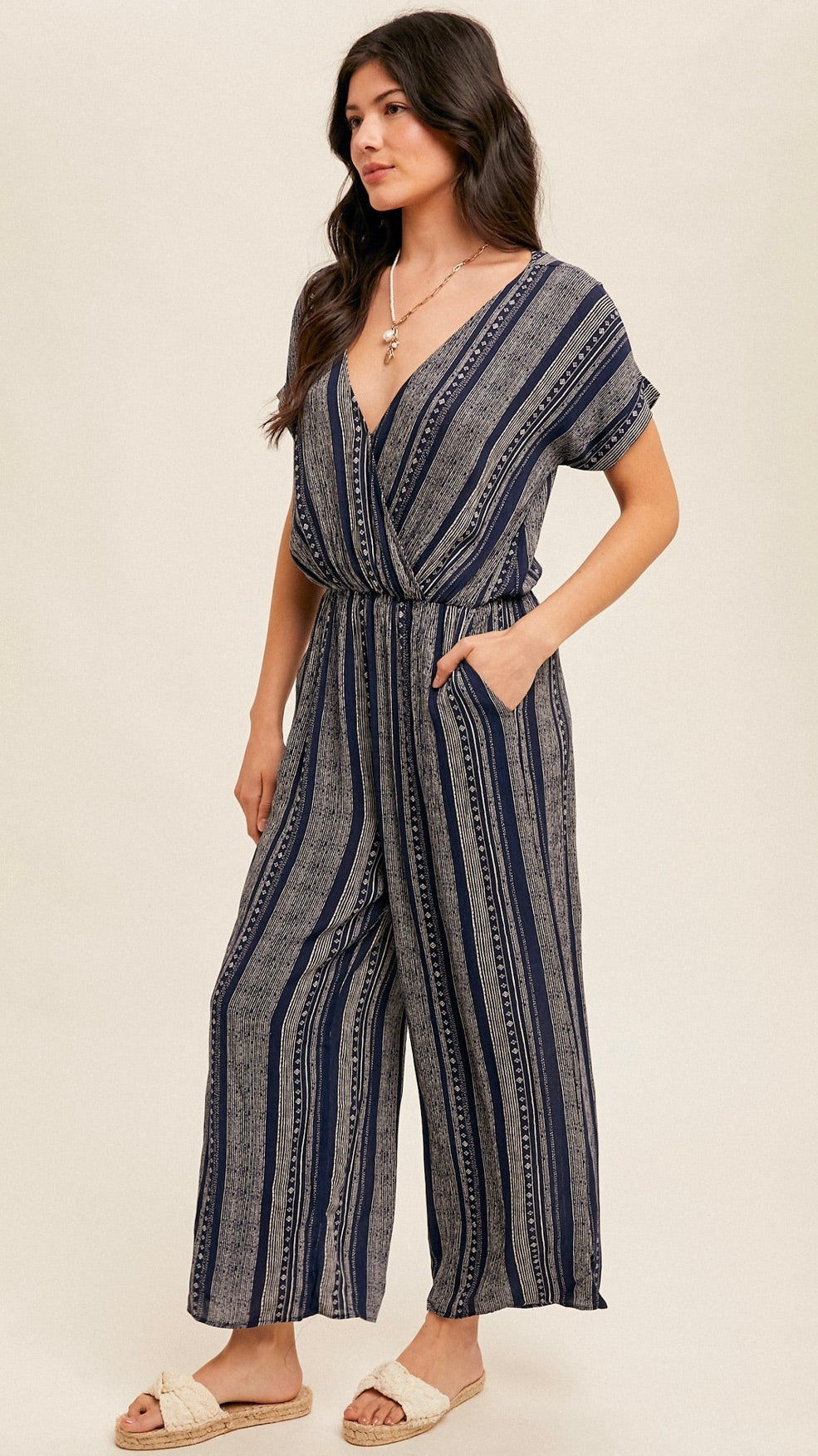 Jordyn Jumpsuit Tribal Stripe Navy