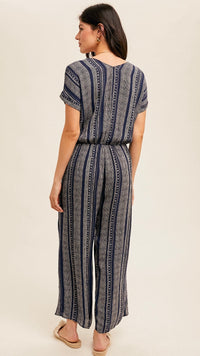 Jordyn Jumpsuit Tribal Stripe Navy