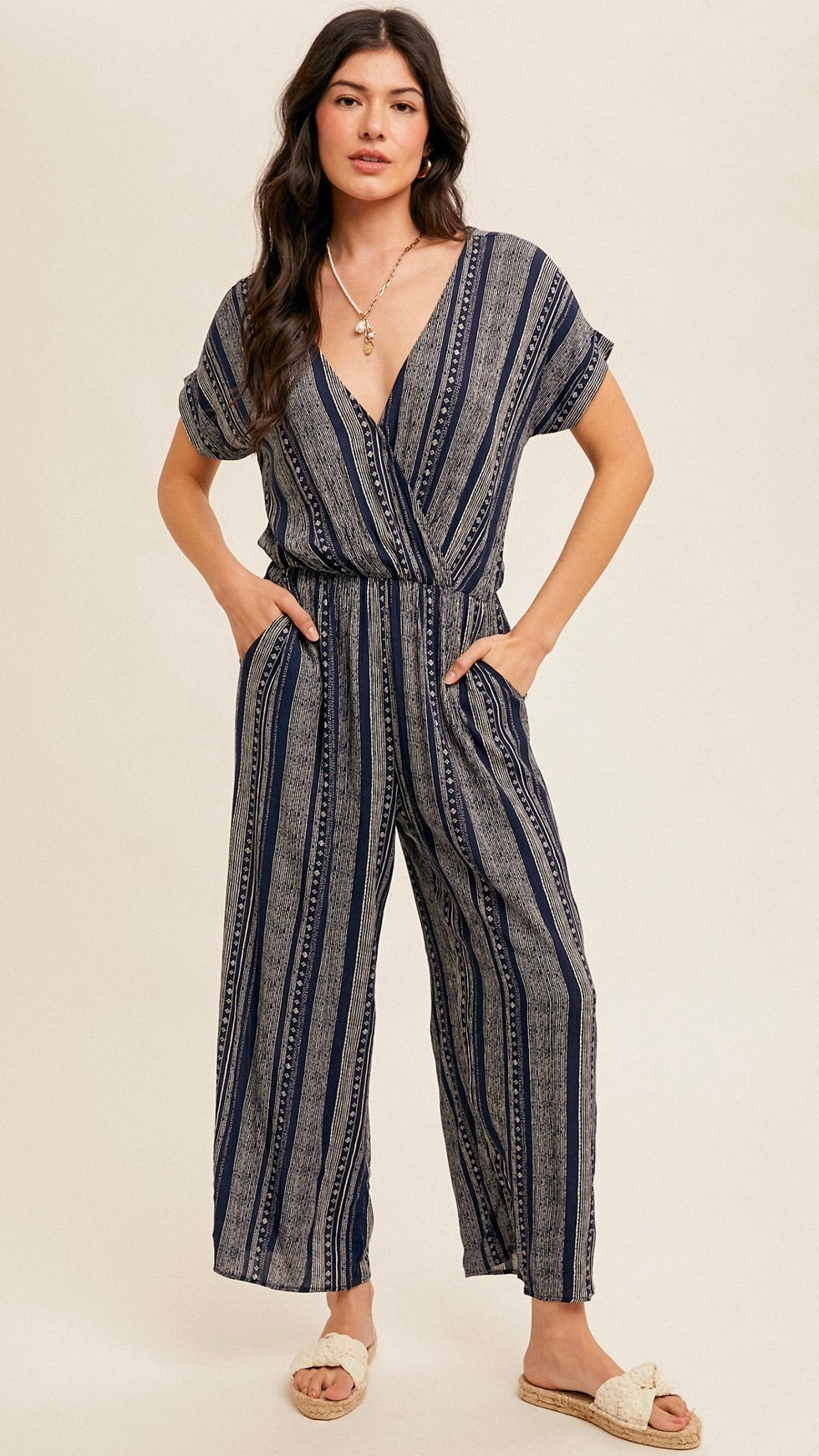 Jordyn Jumpsuit Tribal Stripe Navy