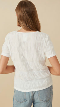 Sylvie Shirred Top Off White