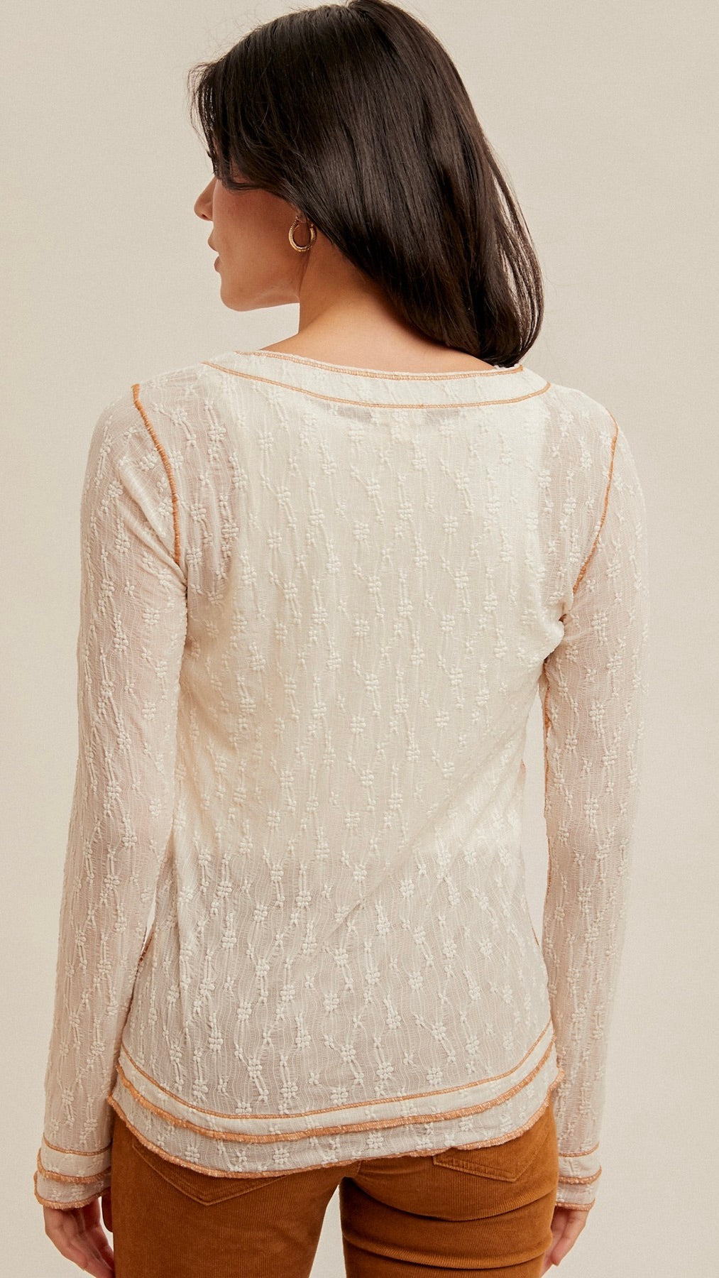 Whiskey Lace Long Sleeve Top Off White