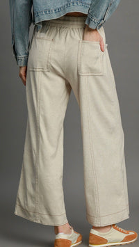 Hudson Wide Leg Linen Pant Oatmeal