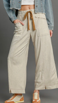 Hudson Wide Leg Linen Pant Oatmeal