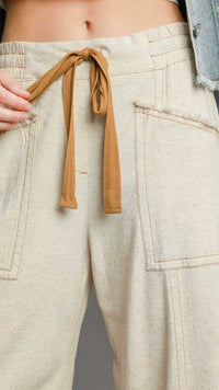 Hudson Wide Leg Linen Pant Oatmeal