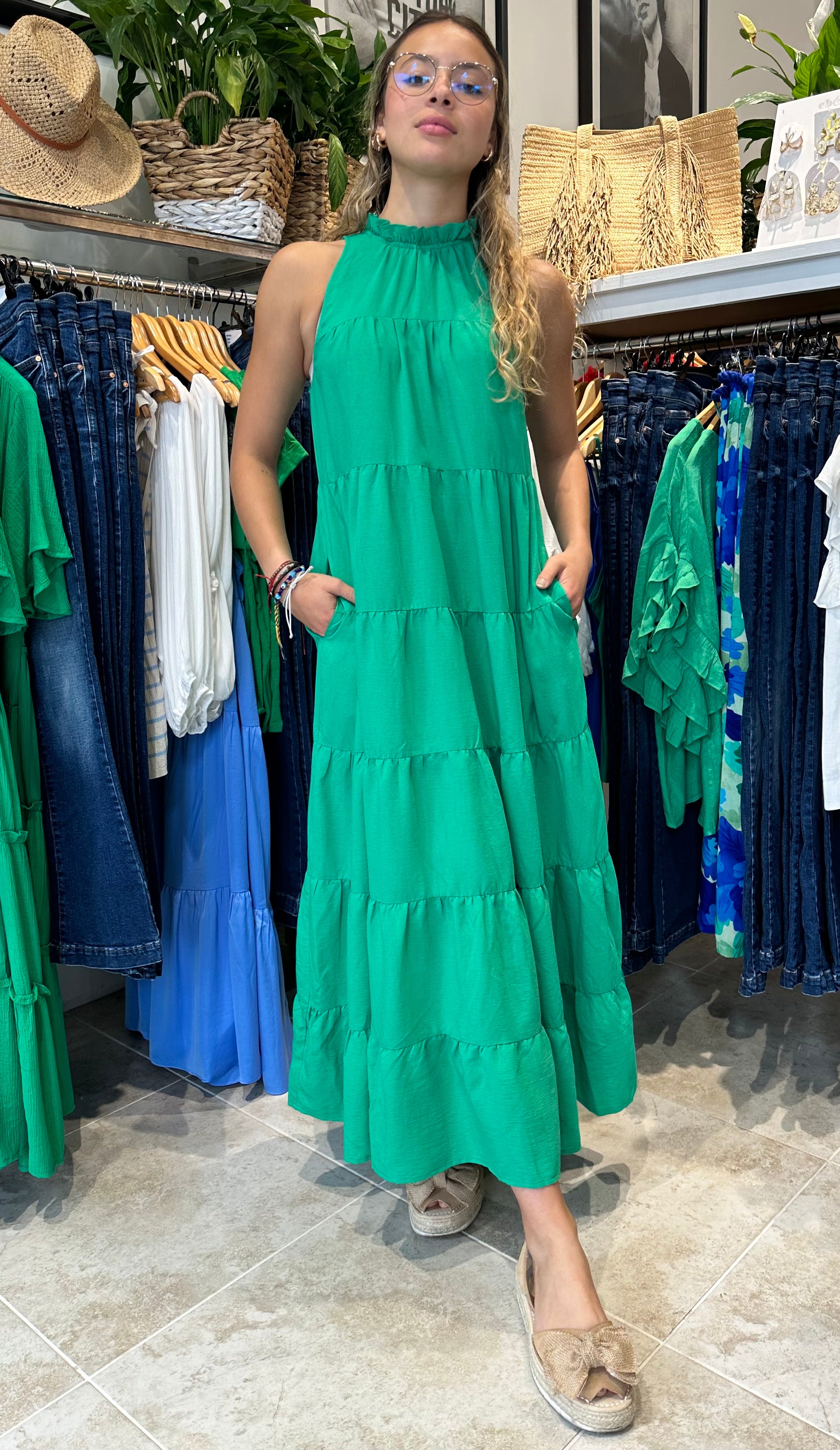 Kelly green maxi dress best sale