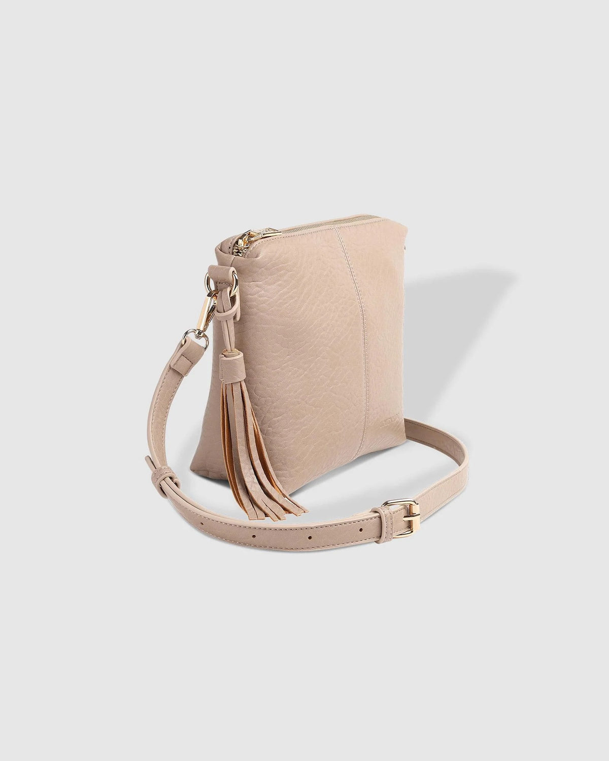 Kasey Textured Crossbody Bag With Logo Strap Putty