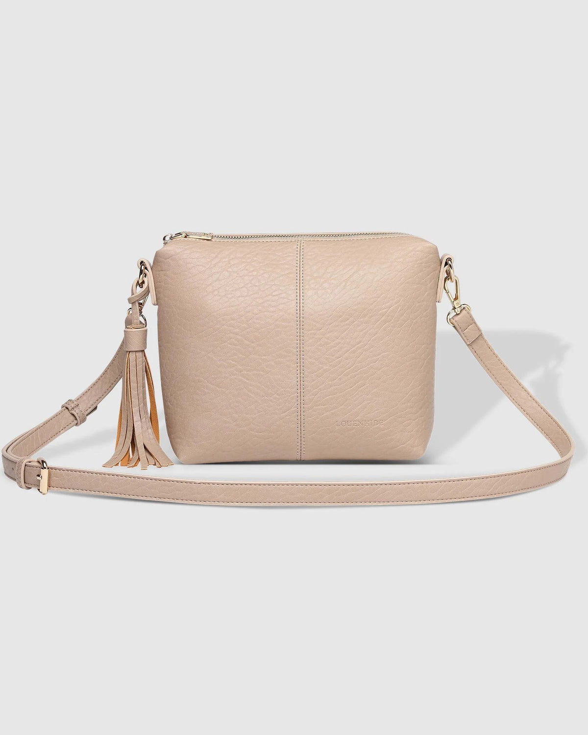 Kasey Textured Crossbody Bag With Logo Strap Putty