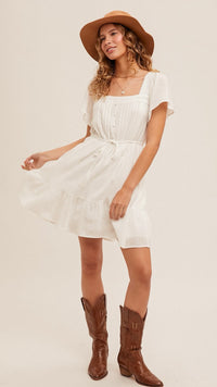 Tess Square Neck Mini Dress White