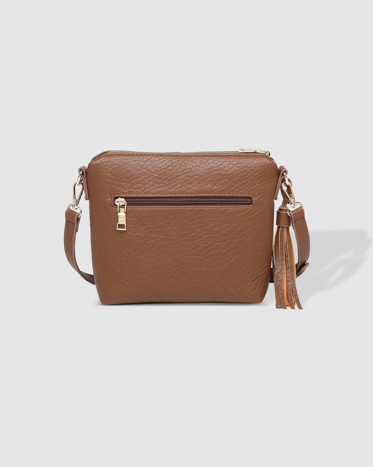 Kasey Textured Crossbody Bag With Logo Strap Cocoa