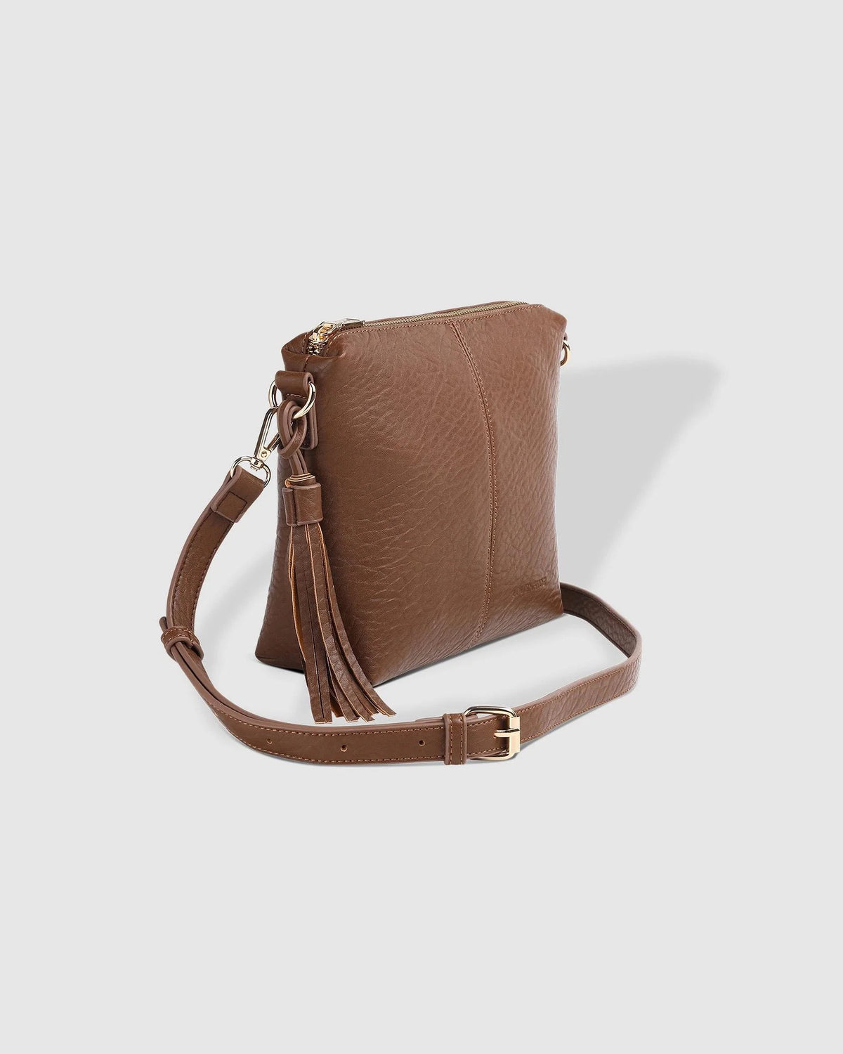 Kasey Textured Crossbody Bag With Logo Strap Cocoa