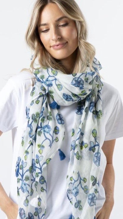 Santorini Blues Tassel Scarf