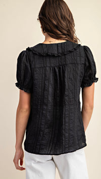 Bree Pan Collared Button Down Shirt Black