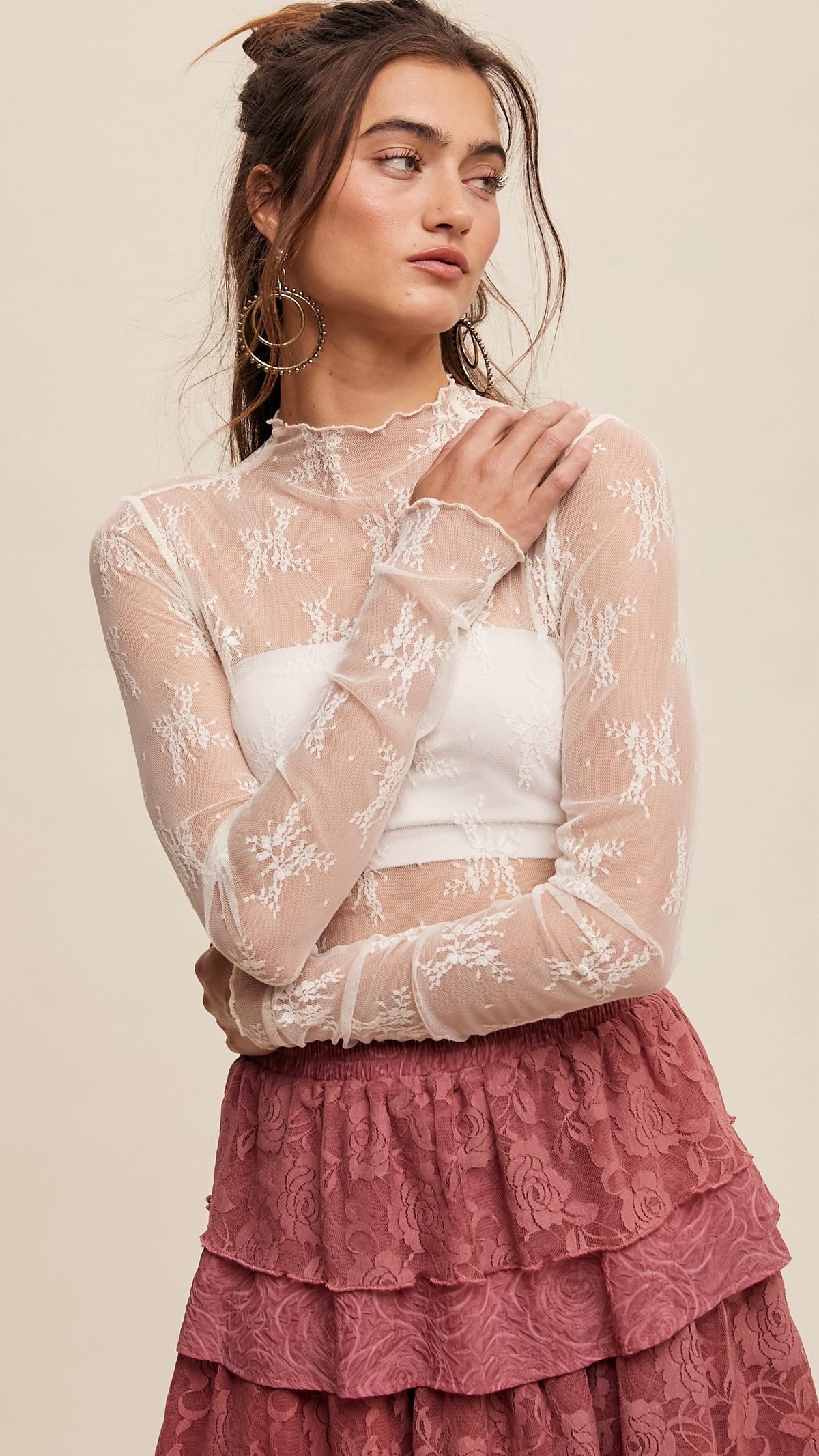 Emma Lace Layering top Cream