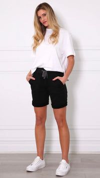 Riley Stretch Denim Shorts Black