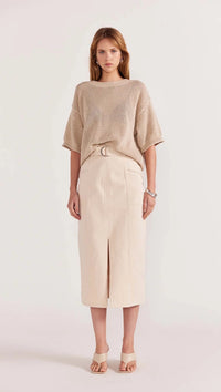 Ines Denim Midi Skirt Cream