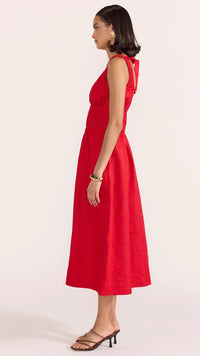 Amana Shirred Waist Dress Red