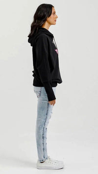 Ellen Hoodie Black with Irregular Pink Stripe X