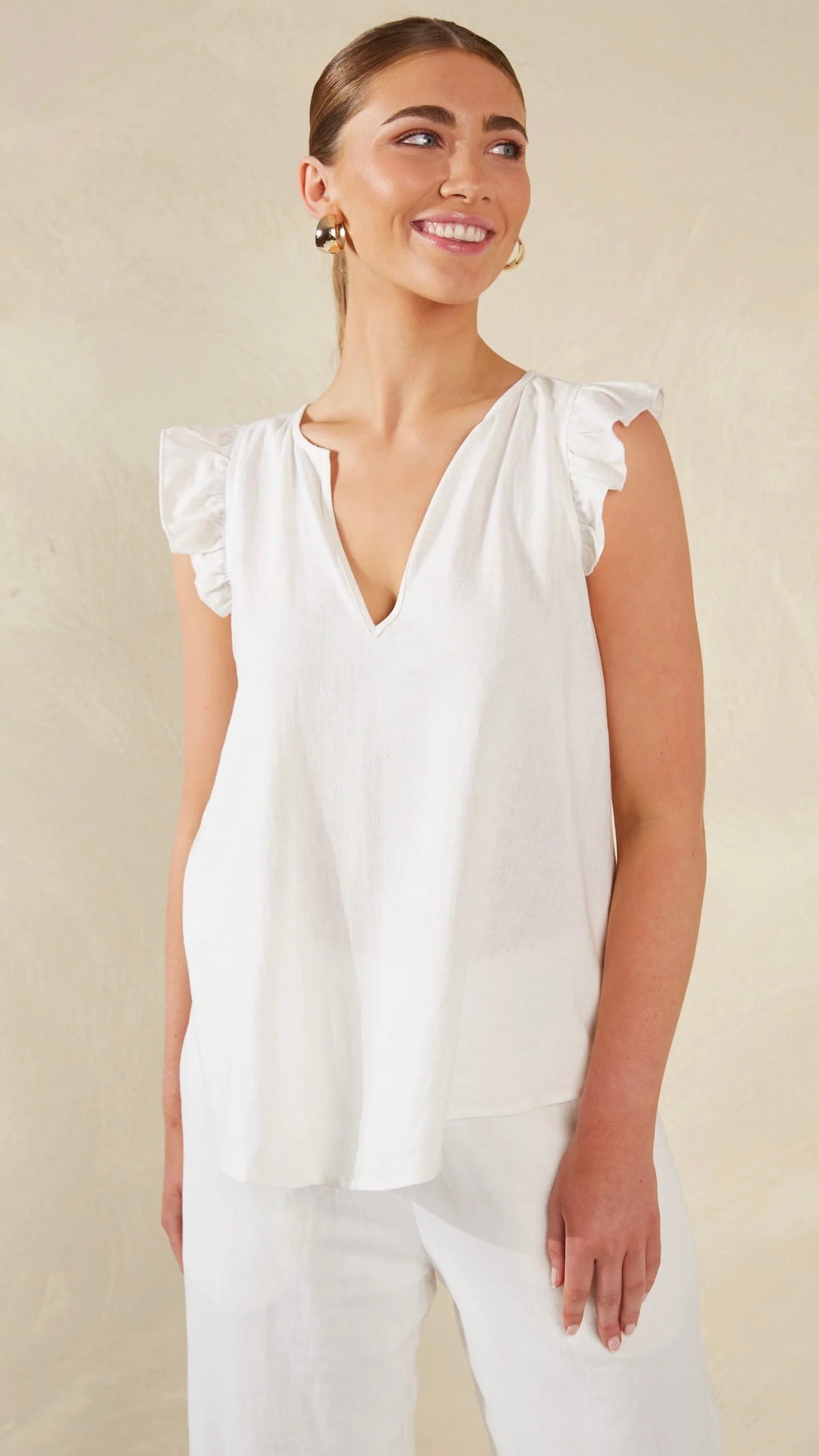 Florence Frill Tank Bianco