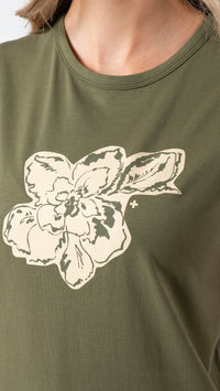 T Shirt Khaki Petal Garden