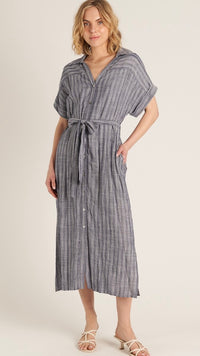 Lauren Button Down Shirt Dress Navy