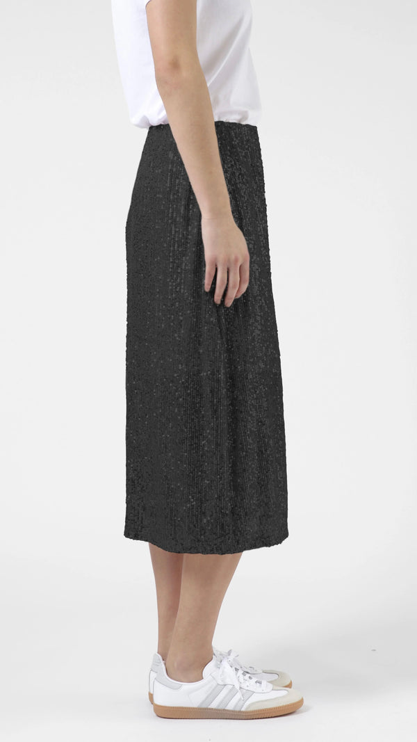 Crystal Skirt Black Sequins