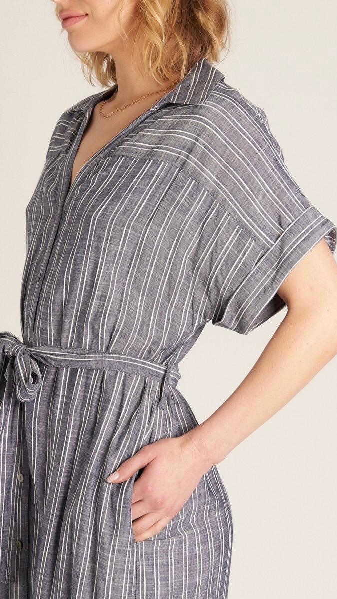 Lauren Button Down Shirt Dress Navy