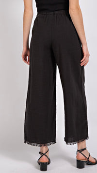 Willa Frayed Bottom Wide Leg Pants Black