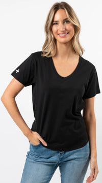 Villa Tee V Neck Black