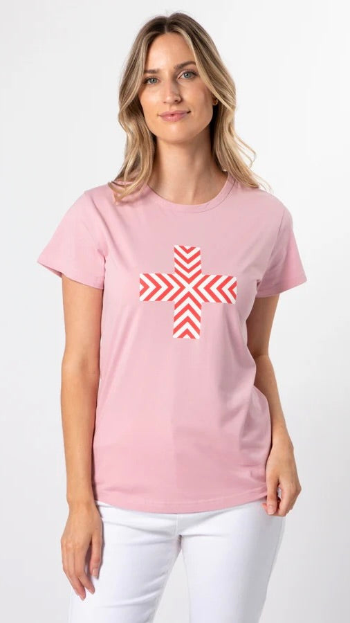 Blush Red Chevron Cross