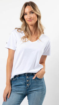 Villa Tee V Neck White