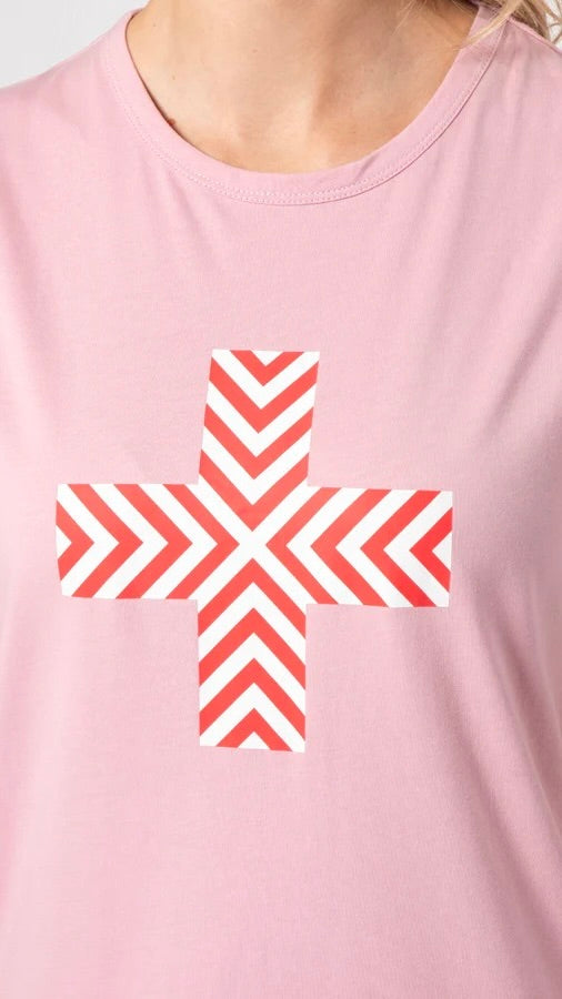 Blush Red Chevron Cross