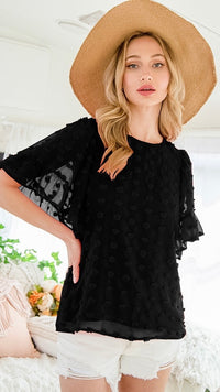 Libby Textured Dot Top Black