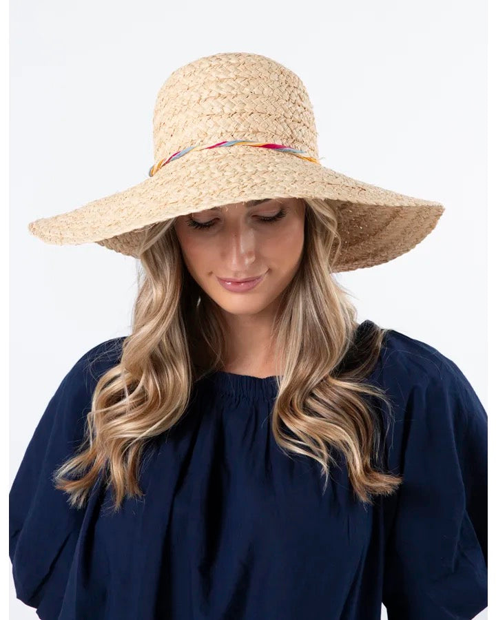 Straw Hat Natural Raffia Bow