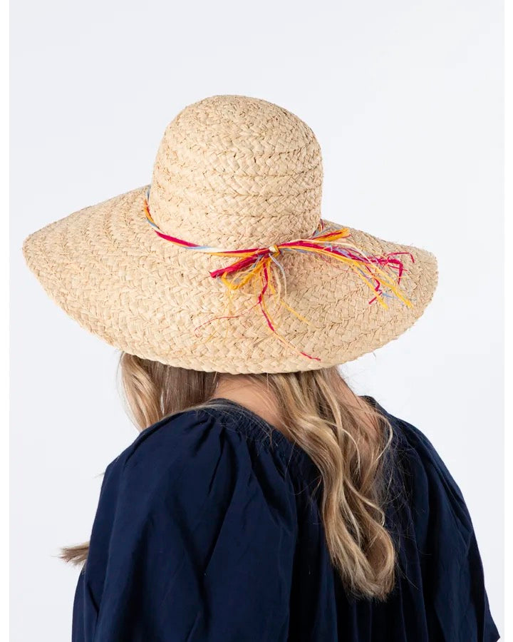 Straw Hat Natural Raffia Bow