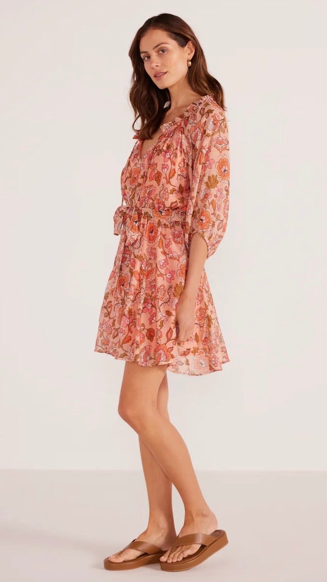 Amelia Puff Sleeve Mini Dress Peaflo