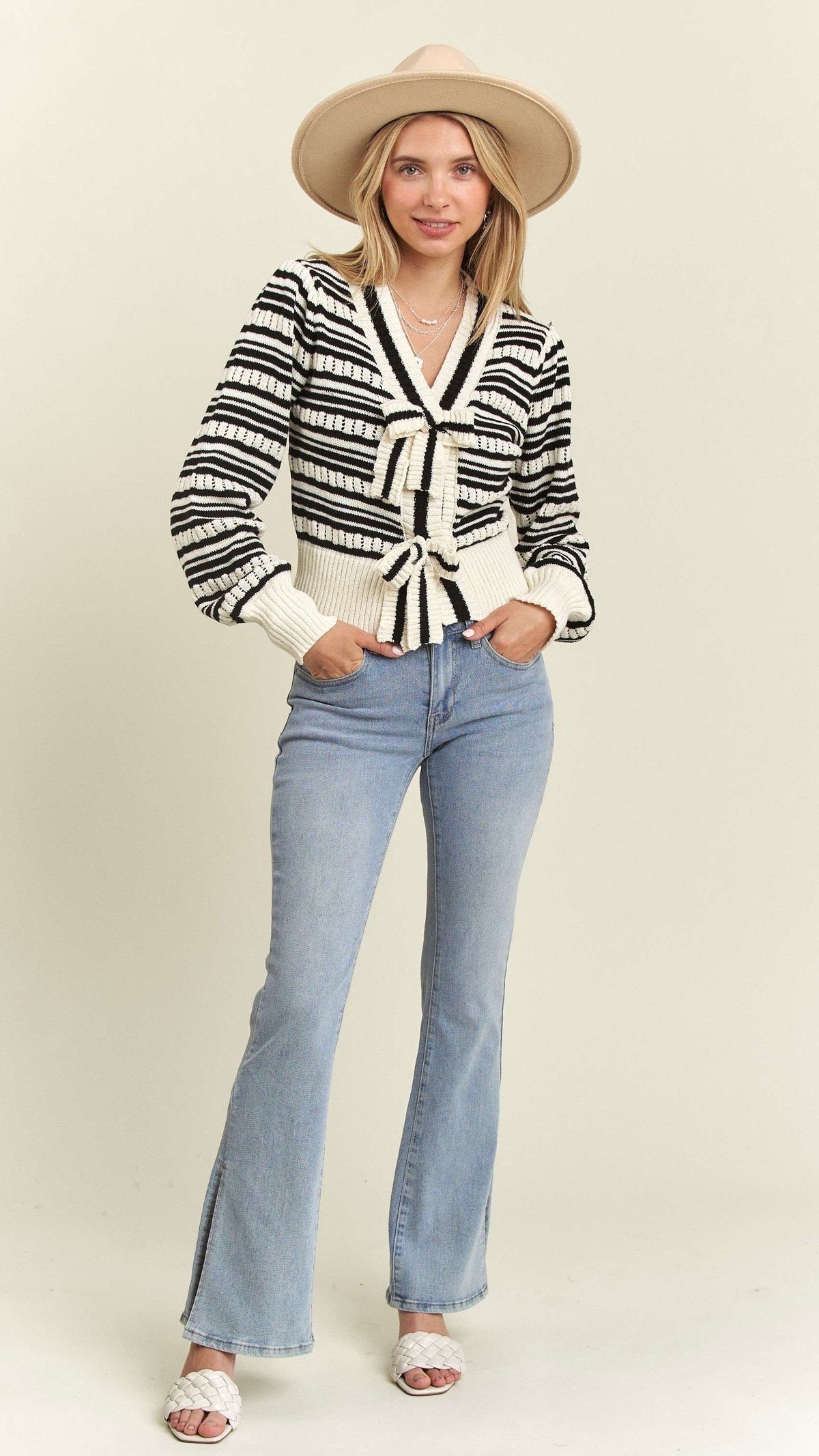 Bonnie Bow Tie Striped Cardi