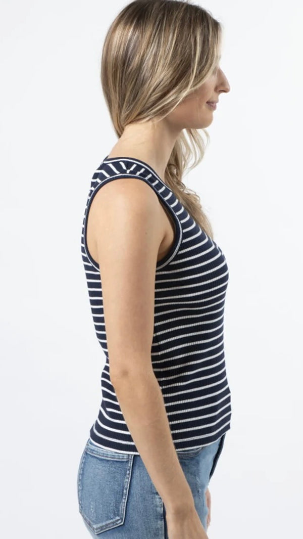 Rachel Tank Navy - White