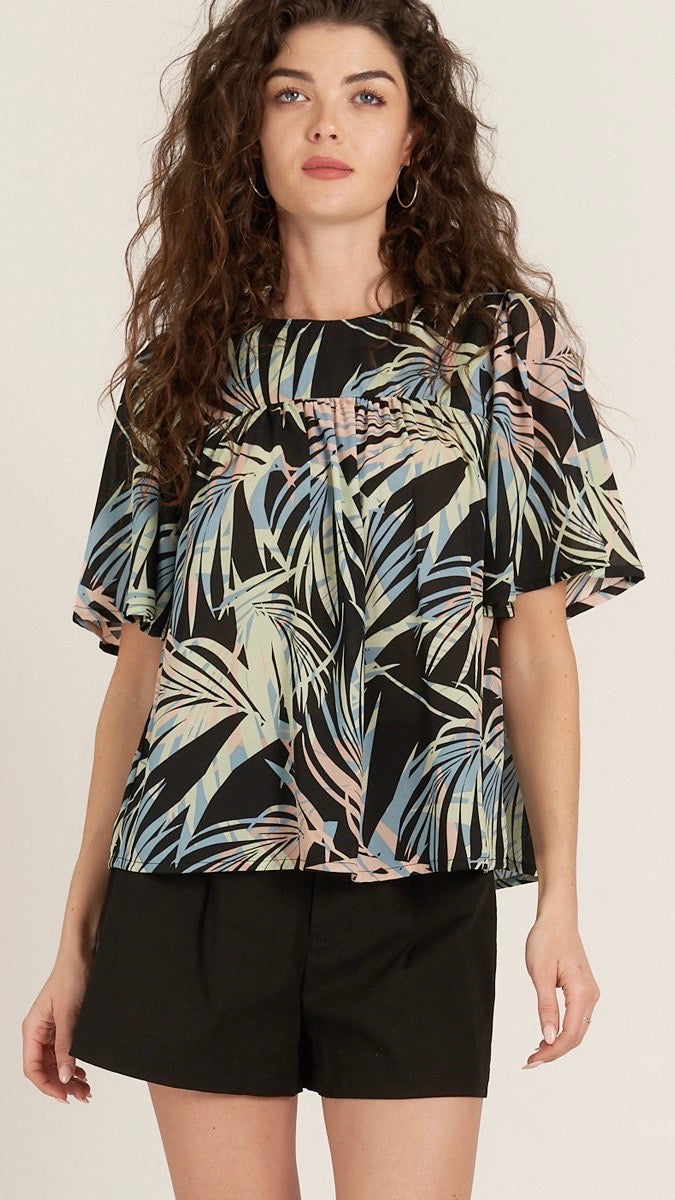 Tropics Blouse Black Print