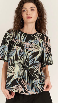 Tropics Blouse Black Print