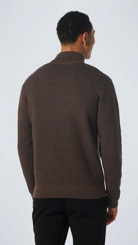 No Excess Pullover Half Zipper 2 Coloured Melange Brown